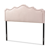 Nadeen Modern and Contemporary Light Pink Velvet Fabric Upholstered Queen Size Headboard