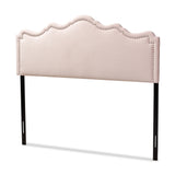 Nadeen Modern and Contemporary Light Pink Velvet Fabric Upholstered Full Size Headboard