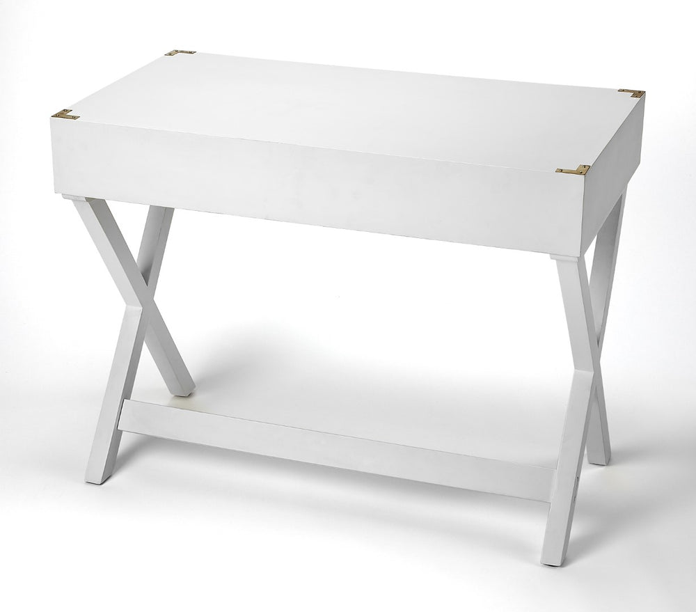 Butler Specialty Forster Glossy White Campaign Writing Desk 9341304