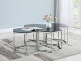 Contemporary Hexagon Glass Top Accent Table and Silver