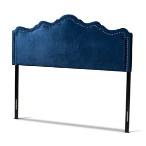 Baxton Studio Nadeen Modern and Contemporary Royal Blue Velvet Fabric Upholstered Queen Size Headboard