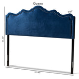 Baxton Studio Nadeen Modern and Contemporary Royal Blue Velvet Fabric Upholstered Full Size Headboard