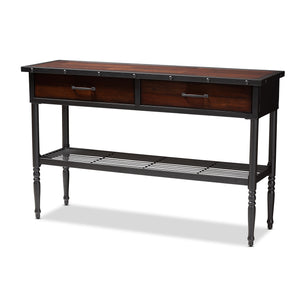 Baxton Studio Jana Vintage Industrial Walnut-Finished Wood 2-Drawer Dining Room Server