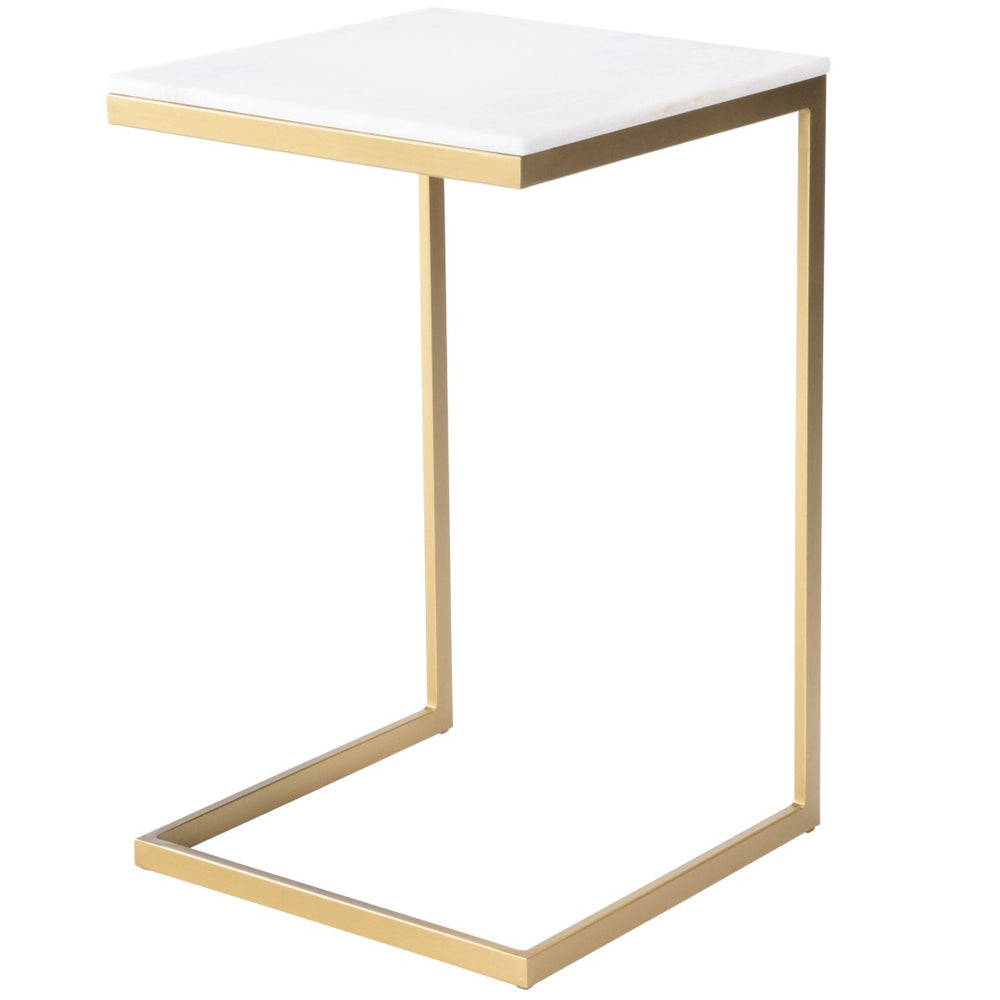 Butler Specialty Lawler White Marble, Gold  End Table 9349025