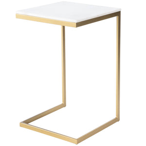 Butler Specialty Lawler White Marble, Gold  End Table 9349025
