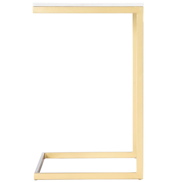 Butler Specialty Lawler White Marble, Gold  End Table 9349025