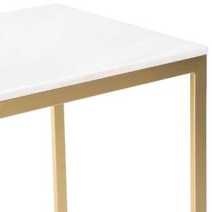 Butler Specialty Lawler White Marble, Gold  End Table 9349025