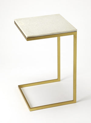 Butler Specialty Lawler White Marble, Gold  End Table 9349025