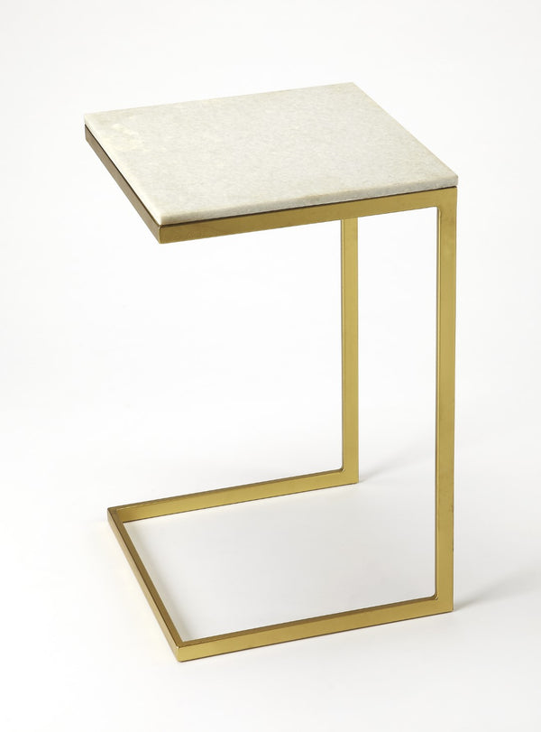 Butler Specialty Lawler White Marble, Gold  End Table 9349025