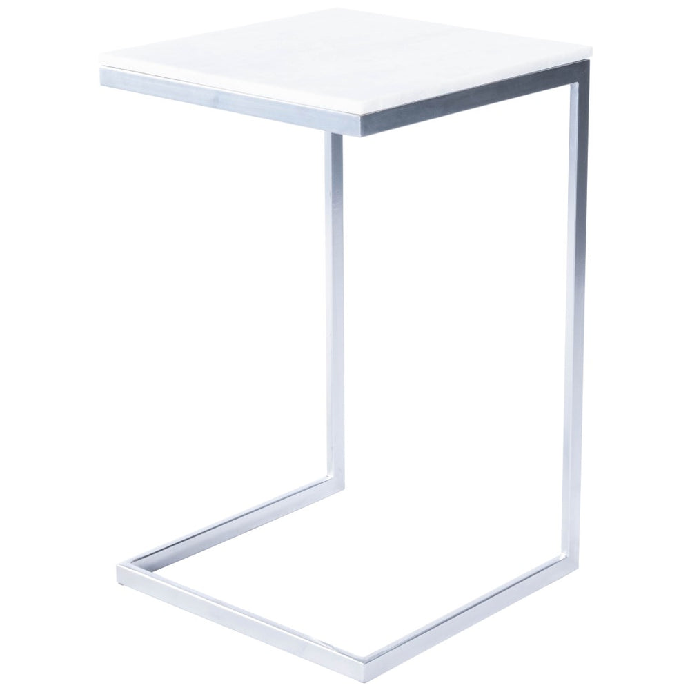 Butler Specialty Lawler White Marble, Silver End Table 9349220