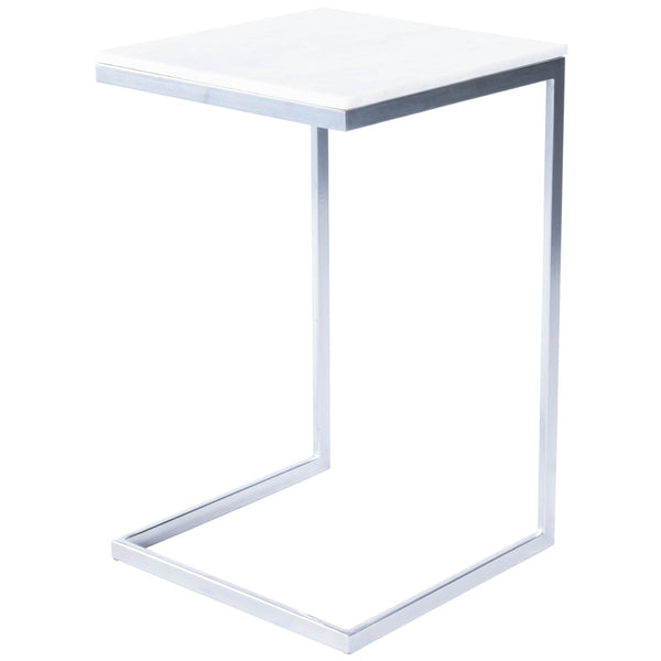 Butler Specialty Lawler White Marble, Silver End Table 9349220