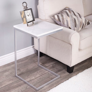 Butler Specialty Lawler White Marble, Silver End Table 9349220