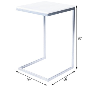 Butler Specialty Lawler White Marble, Silver End Table 9349220