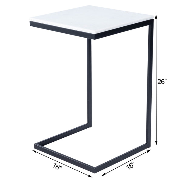 Butler Specialty Lawler White Marble, Black End Table 9349295