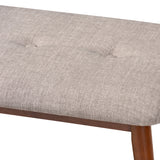 Baxton Studio Flora II Mid-Century Modern Light Grey Fabric Upholstered Medium Oak Finished Wood Dining Bench