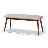 Baxton Studio Flora II Mid-Century Modern Light Grey Fabric Upholstered Medium Oak Finished Wood Dining Bench