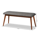 Baxton Studio Flora II Mid-Century Modern Dark Grey Fabric Upholstered Medium Oak Finished Wood Dining Bench