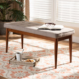 Baxton Studio Itami Mid-Century Modern Light Grey Fabric Upholstered Medium Oak Finished Wood Dining Bench