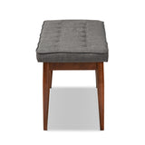 Baxton Studio Itami Mid-Century Modern Dark Grey Fabric Upholstered Medium Oak Finished Wood Dining Bench