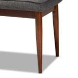 Baxton Studio Itami Mid-Century Modern Dark Grey Fabric Upholstered Medium Oak Finished Wood Dining Bench