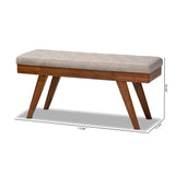 Baxton Studio Alona Mid-Century Modern Light Grey Fabric Upholstered Wood Dining Bench