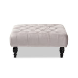 Baxton Studio Keswick Transitional Grey Velvet Fabric Upholstered Button Tufted Cocktail Ottoman