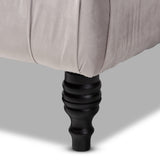 Baxton Studio Keswick Transitional Grey Velvet Fabric Upholstered Button Tufted Cocktail Ottoman