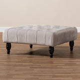 Baxton Studio Keswick Transitional Grey Velvet Fabric Upholstered Button Tufted Cocktail Ottoman