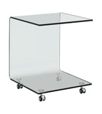 Modern C-shaped Accent Table with Casters Clear