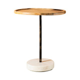 Casual Round Wooden Top Accent Table Natural and White