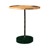 Casual Round Marble Base Accent Table Natural and Green