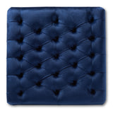 Baxton Studio Keswick Transitional Blue Velvet Fabric Upholstered Button Tufted Cocktail Ottoman