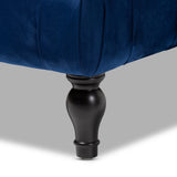 Baxton Studio Keswick Transitional Blue Velvet Fabric Upholstered Button Tufted Cocktail Ottoman