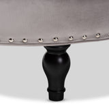 Baxton Studio Palfrey Transitional Grey Velvet Fabric Upholstered Button Tufted Cocktail Ottoman