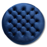 Baxton Studio Palfrey Transitional Blue Velvet Fabric Upholstered Button Tufted Cocktail Ottoman