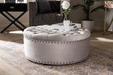 Baxton Studio Iglehart Modern and Contemporary Light Gray Velvet Fabric Upholstered Tufted Cocktail Ottoman