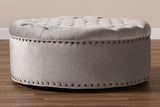 Baxton Studio Iglehart Modern and Contemporary Light Gray Velvet Fabric Upholstered Tufted Cocktail Ottoman