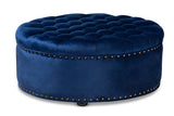 Baxton Studio Iglehart Modern and Contemporary Royal Blue Velvet Fabric Upholstered Tufted Cocktail Ottoman