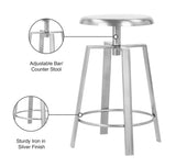 Lang Iron Contemporary Silver Iron Counter/Bar Stool - 17" W x 17" D x 24" H