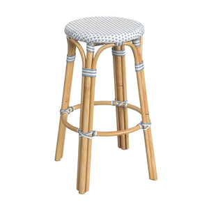 Butler Specialty Tobias 30" Powder blue and white Round Rattan Bar Stool 9370194