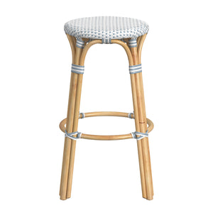 Butler Specialty Tobias 30" Powder blue and white Round Rattan Bar Stool 9370194