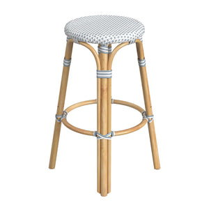 Butler Specialty Tobias 30" Powder blue and white Round Rattan Bar Stool 9370194