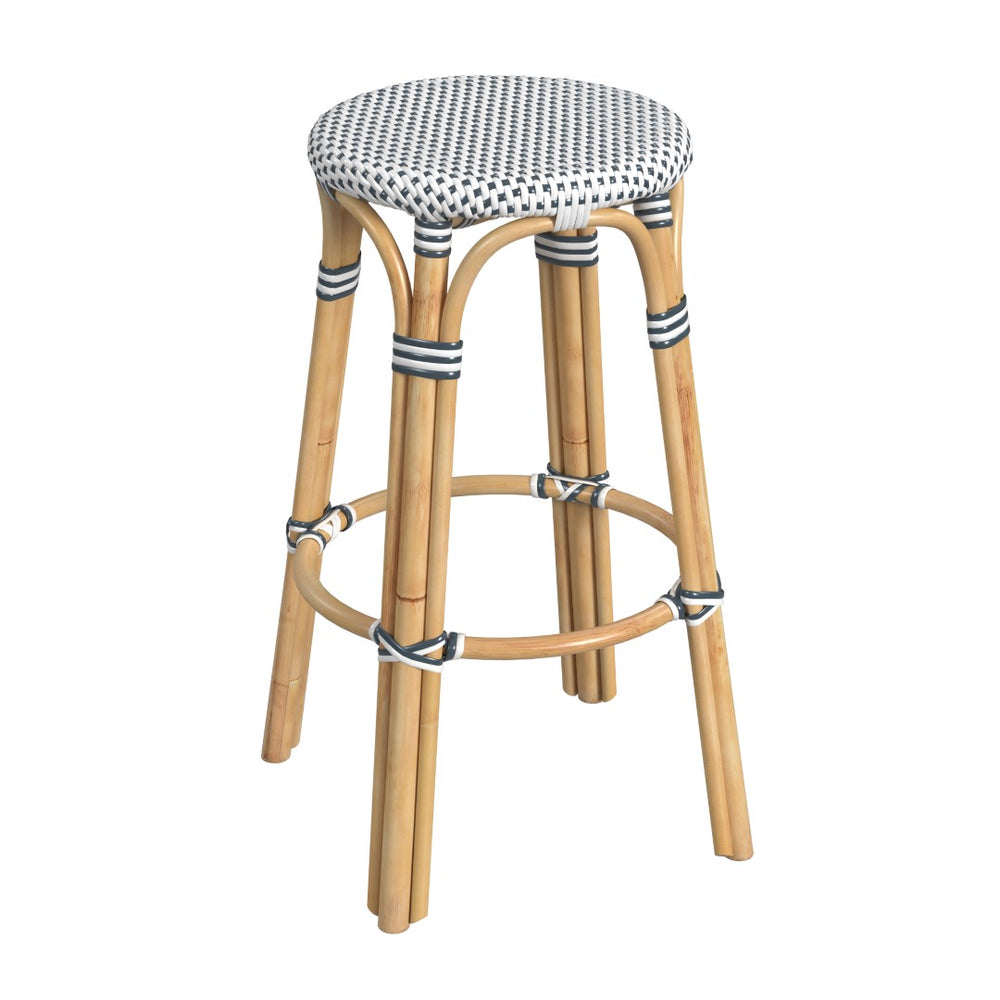 Butler Specialty Tobias 30" Cottage White Round Rattan Bar Stool 9370222