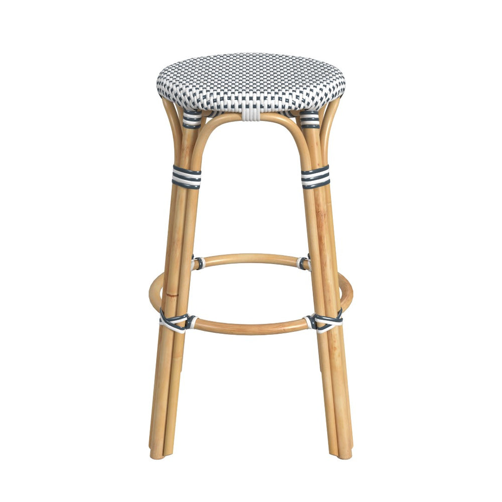 Butler Specialty Tobias 30" Cottage White Round Rattan Bar Stool 9370222