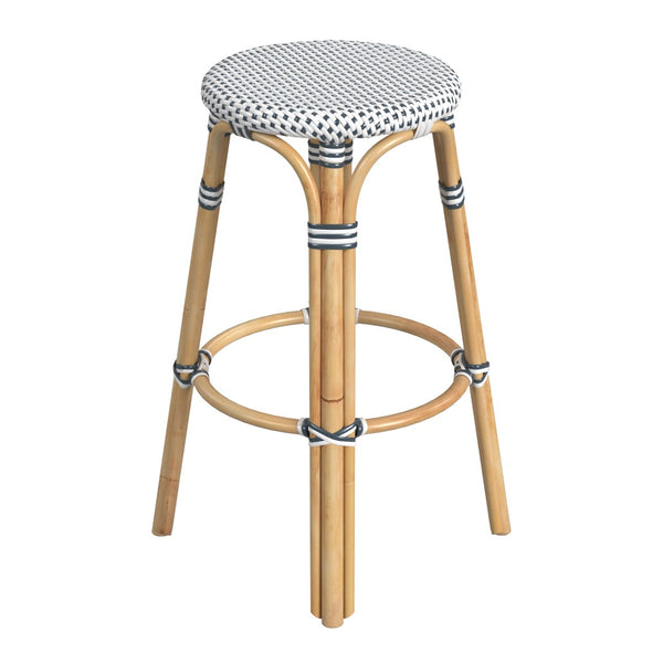 Butler Specialty Tobias 30" Cottage White Round Rattan Bar Stool 9370222
