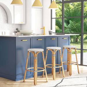 Butler Specialty Tobias 30" Cottage White Round Rattan Bar Stool 9370222