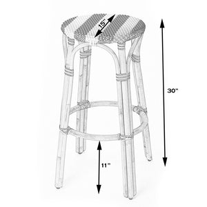 Butler Specialty Tobias 30" Cottage White Round Rattan Bar Stool 9370222