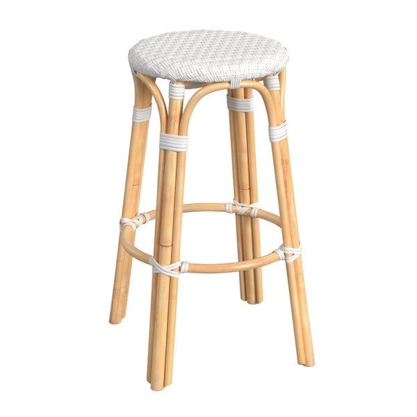 Butler Specialty Tobias 30" Glossy White Round Rattan Bar Stool 9370304
