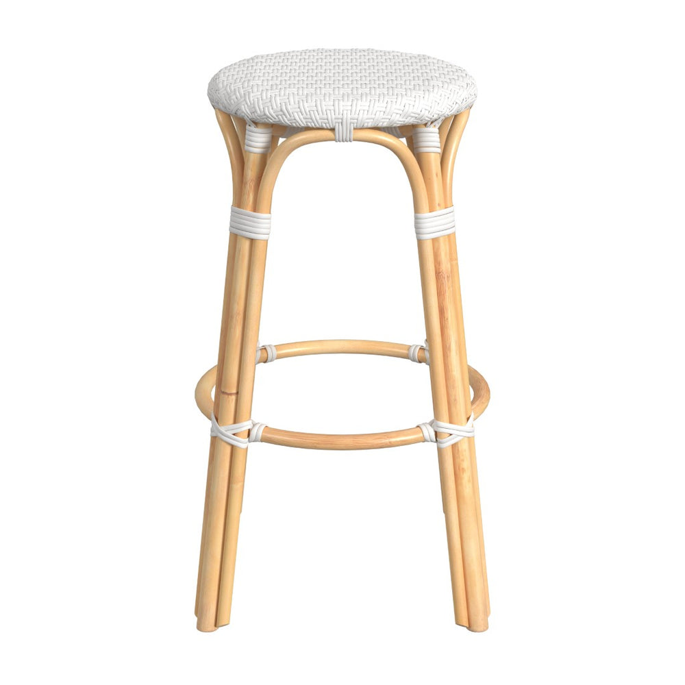 Butler Specialty Tobias 30" Glossy White Round Rattan Bar Stool 9370304
