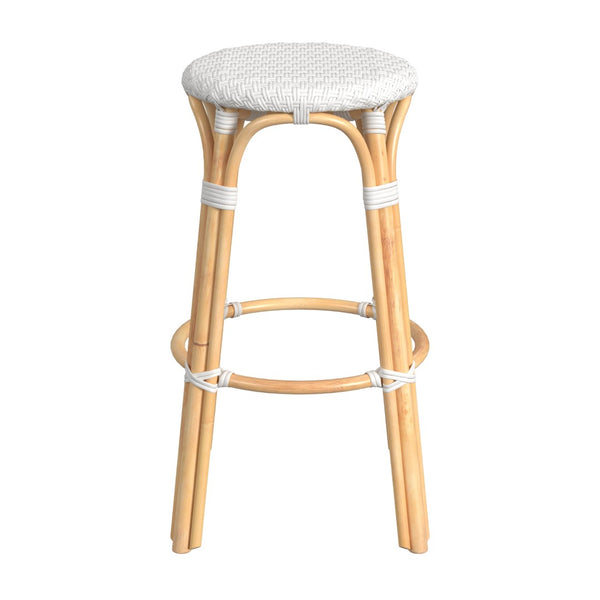 Butler Specialty Tobias 30" Glossy White Round Rattan Bar Stool 9370304